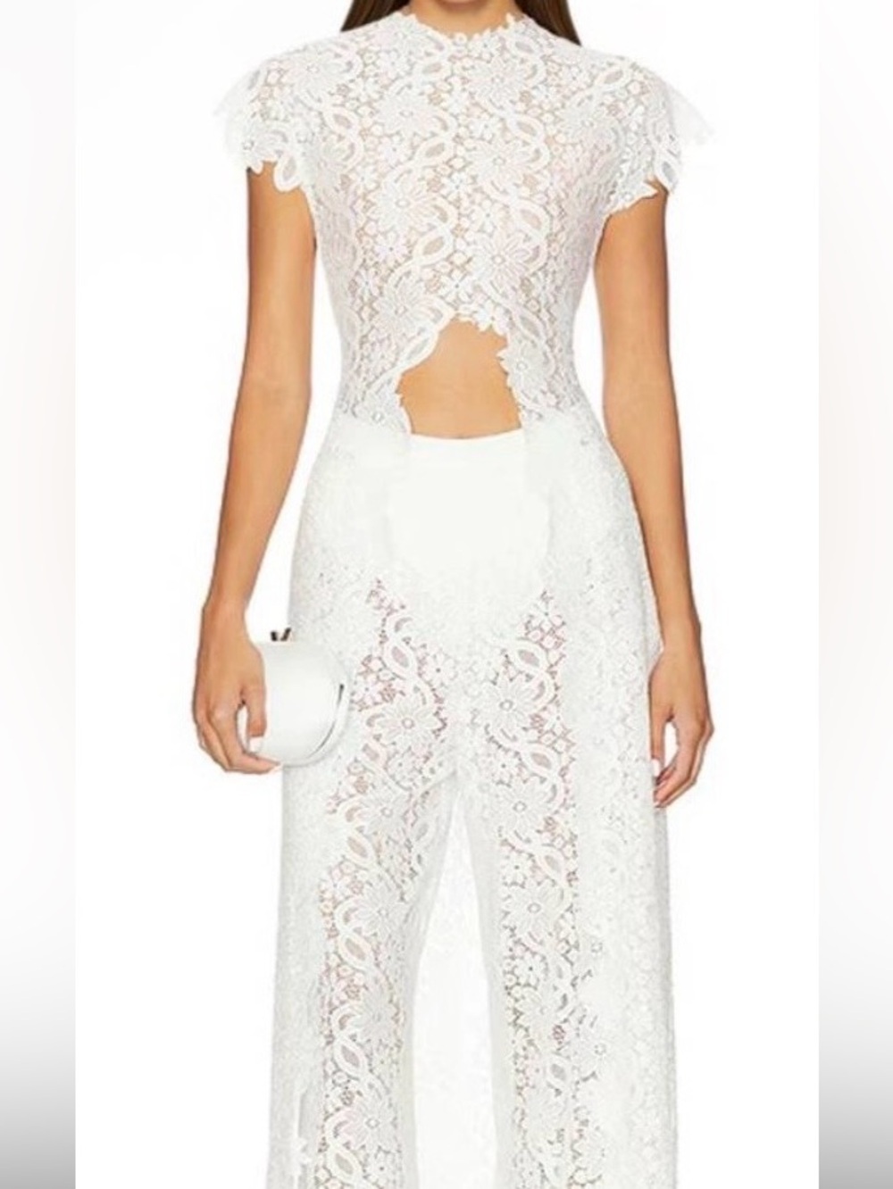 LikeMyChoice Women’s White Lace Wide-Leg Matching Set